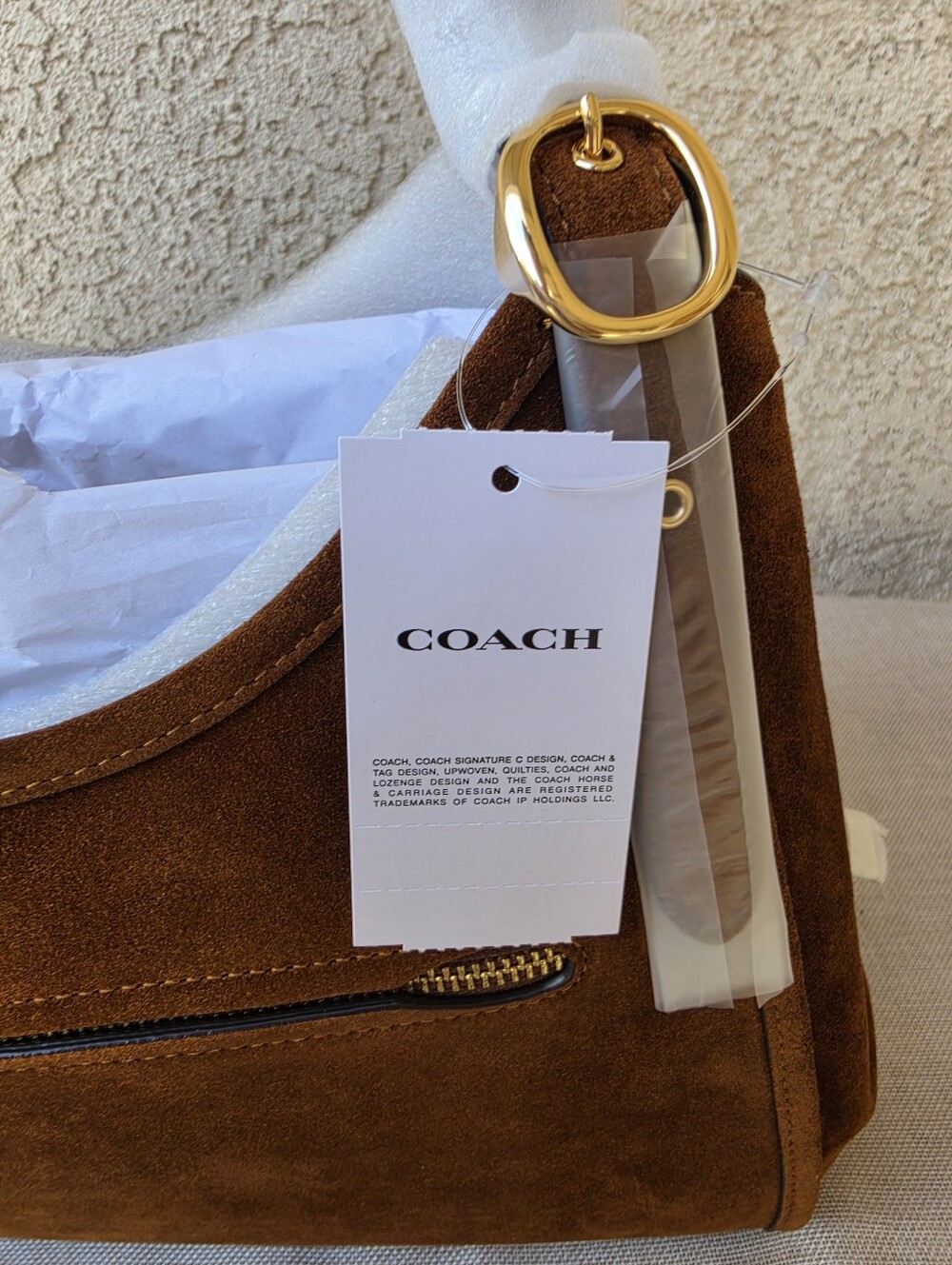 Coach Erin Suede Leather Shoulder Bag Hsndbag Gold/Warm Brown NWT - Picture 9 of 14
